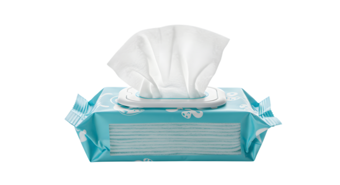 wet wipes isolated on white background