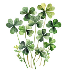 Irish St. Patricks Day Parade With Shamrocks, watercolor vector, high quality, isolated on a white background.