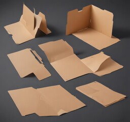 Die-cut folder mockup, various designs  Vector template for branding ,  design,  brochure