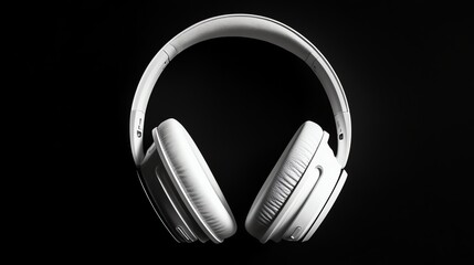 A pair of white wireless headphones are displayed on a black background.