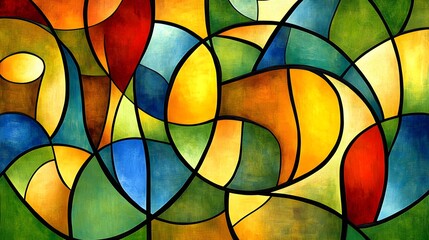 Fototapeta premium Abstract Colorful Geometric Art Canvas Painting