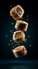 sushi, falling, dynamic composition