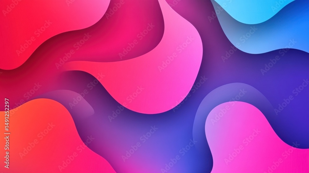 Poster abstract colorful waves design with soft curves and blend effects