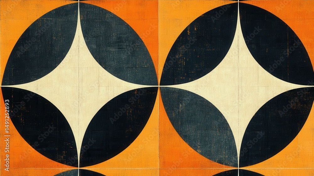 Poster abstract geometric design with large circles and star shapes