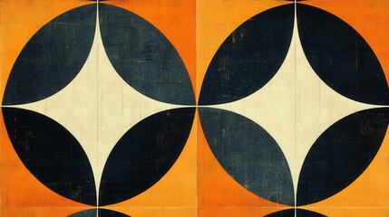 Abstract geometric design with large circles and star shapes