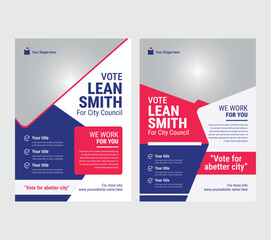 Political election flyer Template with vote campaign, political election flyer template. Vector premium editable flyer leaflet layout
