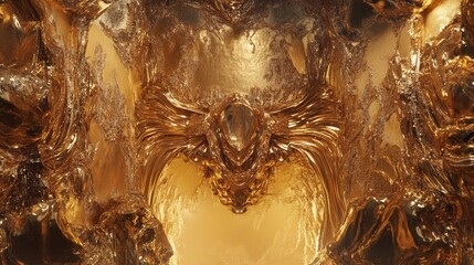 Abstract Golden Texture with Fluid Shapes and Organic Forms
