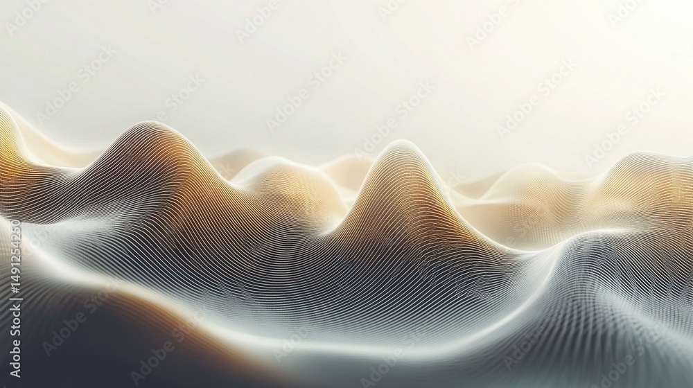 Poster abstract smooth waves in soft gradients of light and shadow