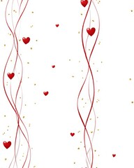 Seamless Minimalist Valentine Pattern with Red Lines and Gold Sparkles