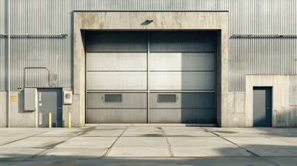 Fototapeta premium Large industrial metal door and concrete wall exterior