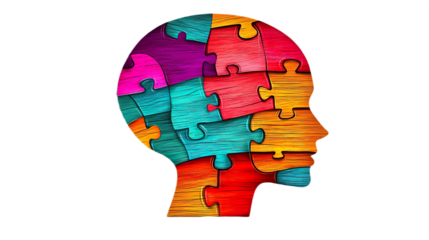 Vibrant Puzzle Head Design Psychology Spectrum Representation Cognition Mental Complexity