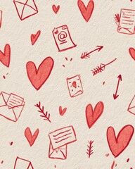 Minimalist Valentine's Day Background – Hearts, Sparkles, and Abstract Lines
