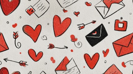 Minimalist Valentine's Day Background – Hearts, Sparkles, and Abstract Lines