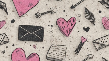 Minimalist Valentine's Day Background – Hearts, Sparkles, and Abstract Lines