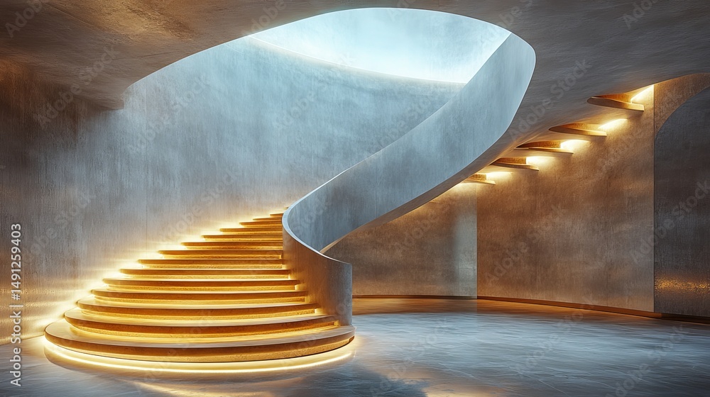 Poster the architectural detail of curving concrete walls in abstract concrete curves showcases a modern de