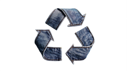 Denim Textile Arrows Recycle Emblem Sustainability Message Environmental Craft