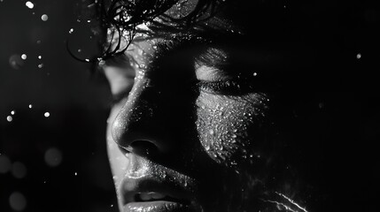 Water Drops on Face Portrait