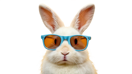 Blue Sunglasses Rabbit Cartoon Character Transparent Background Isolated Illustration