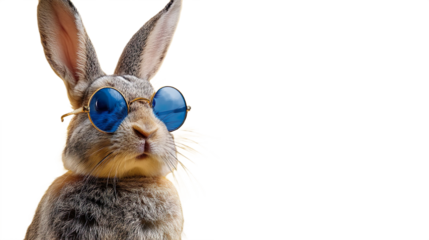 Blue Sunglasses Rabbit Cartoon Character Transparent Background Isolated Illustration