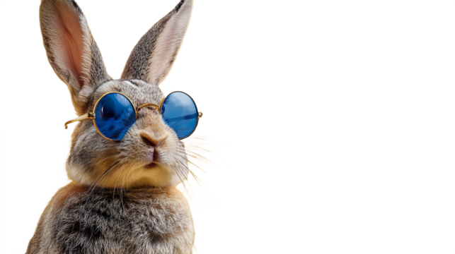 Blue Sunglasses Rabbit Cartoon Character Transparent Background Isolated Illustration