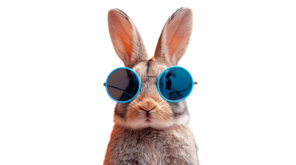 Cool Funny Rabbit In Blue Sunglasses Transparent Background Isolated Digital Art 