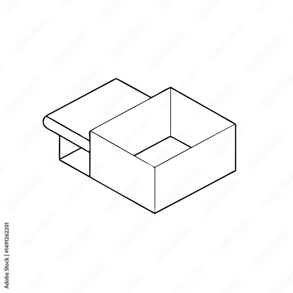 Poster icon of a toy box in isometrics in a minimalist design showcasing a functional and stylish storage s