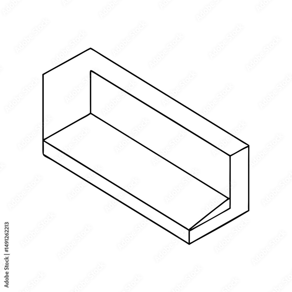 Poster icon of a wall shelf in isometrics in a minimalist design showcasing a stylish and functional storag
