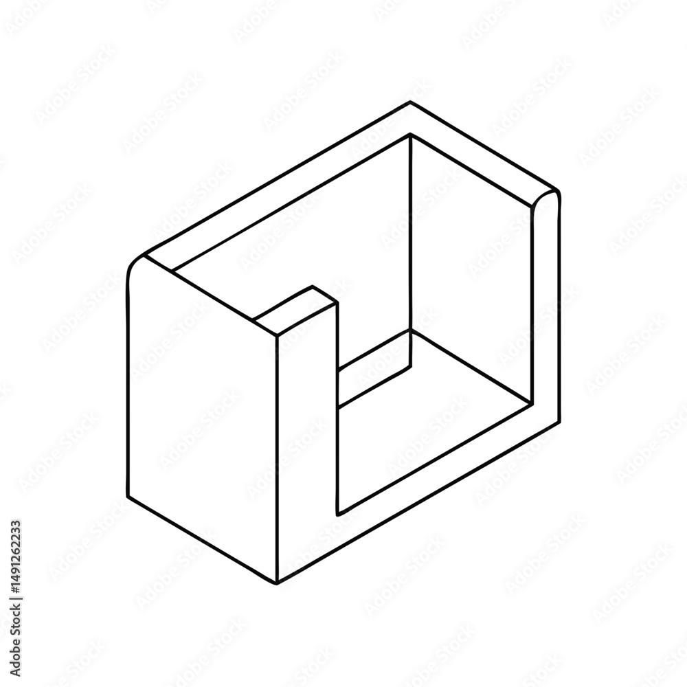 Poster icon of a window view in isometrics in a minimalist design showcasing a stylish and functional archi