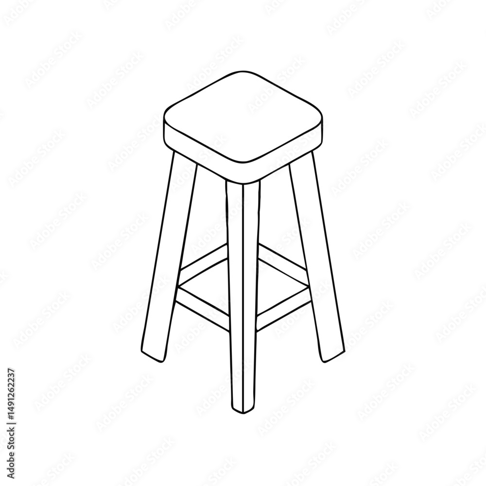 Poster icon of a bar stool in isometrics in a minimalist design with a modern and clean aesthetic on a whit