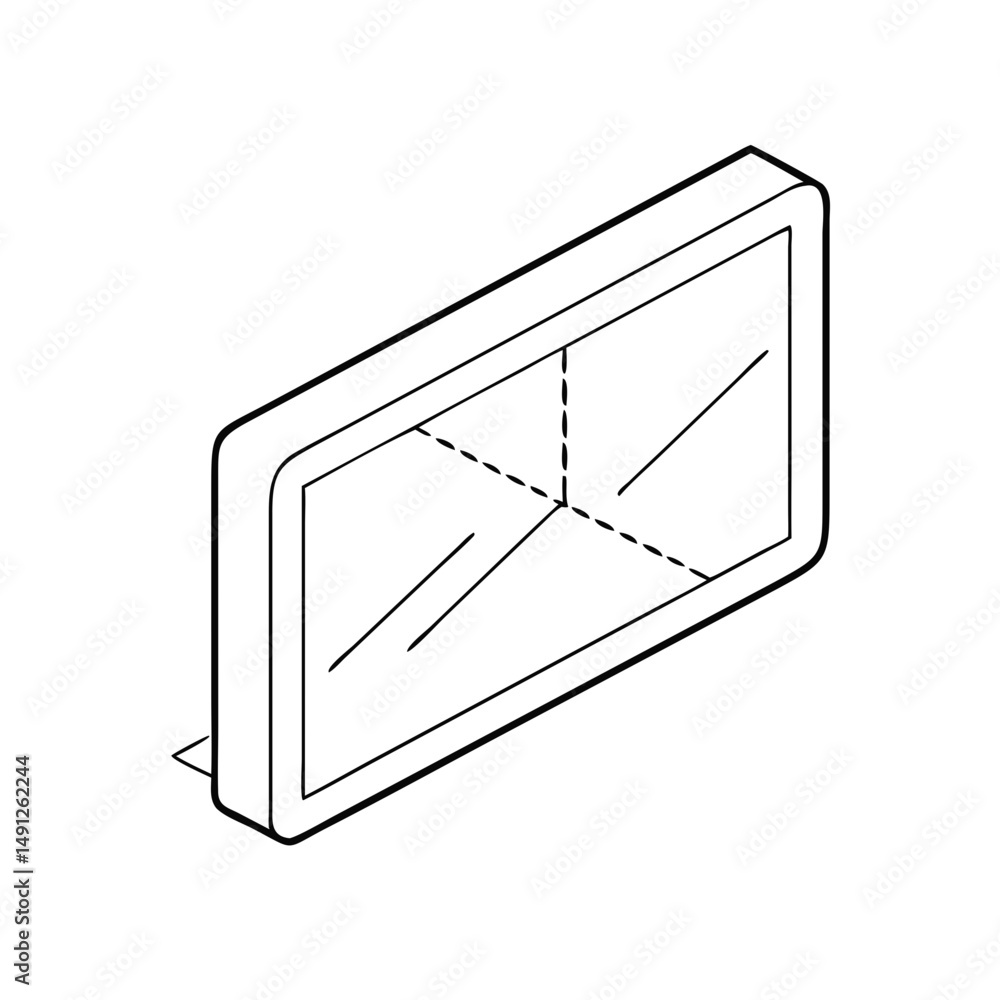 Poster icon of a bathroom mirror in isometrics in a minimalist design with a sleek and modern appearance on