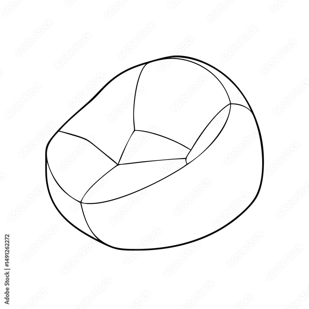 Poster icon of a bean bag in isometrics in a minimalist design showcasing a comfy and casual aesthetic on a