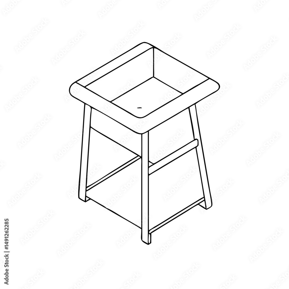 Poster icon of a changing table in isometrics in a minimalist design featuring a practical and functional s