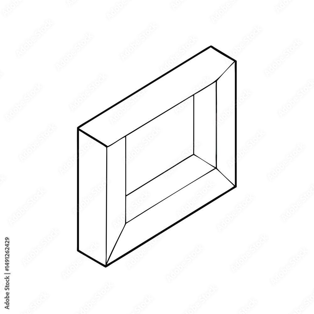 Poster icon of a picture frame in isometrics in a minimalist design showcasing an elegant and decorative el