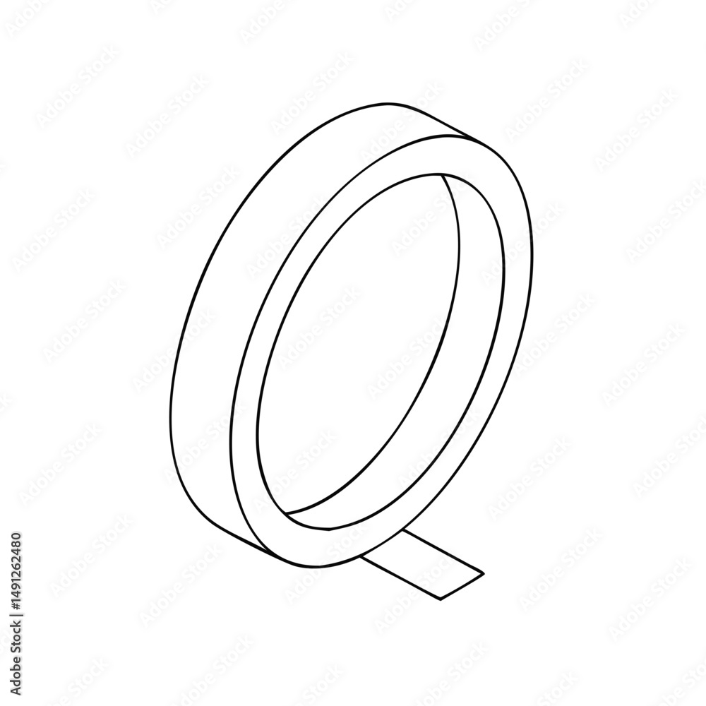 Poster icon of a mirror in isometrics in a minimalist design showcasing an elegant and functional home deco