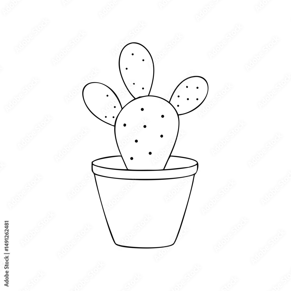 Poster icon of a cactus in a pot in isometrics in a minimalist design showcasing a stylish and decorative i