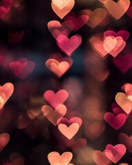 Romantic Seamless Bokeh Pattern – Blurred Heart Lights in Warm Tones
