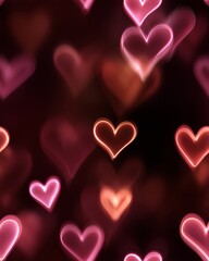 Romantic Seamless Bokeh Pattern – Blurred Heart Lights in Warm Tones