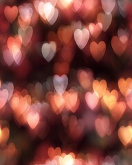 Romantic Seamless Bokeh Pattern – Blurred Heart Lights in Warm Tones