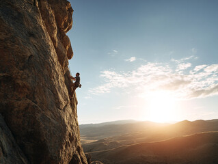 Rock Climbing Adventure at Sunset: Embrace the Thrill of Outdoor Fitness and Exploration
