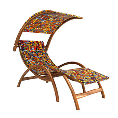 Contemporary Reclining Wooden Beach Chair with a Bo Isolated on Transparent Background