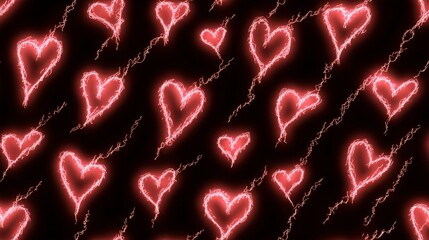 Modern Neon Love Pattern – Seamless Red Hearts