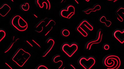 Modern Neon Love Pattern – Seamless Red Hearts