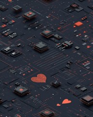 Modern romantic seamless design featuring soft heart shapes and smooth color transition