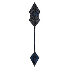Contemporary Arrow with Precise Geometric Lines in Black and Blue Isolated on Transparent Background