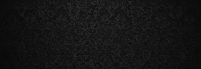 Intricate black gothic damask, shadowed details, lace, intricate