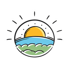 Fototapeta premium sunrise logo icon, sunrise logo vector illustration-simple illustration of sunrise logo, perfect for sunrise logo logos and icons