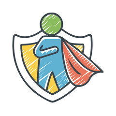 super hero shield man icon, super hero shield man vector illustration-simple illustration of super hero shield man, perfect for super hero shield man logos and icons © SulaimanIslam