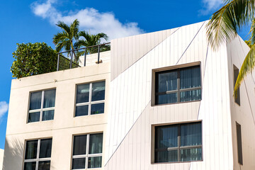 Art Deco. Luxury building of Miami beach. Ocean drive. Miami South Beach in Ocean Drive. Art Deco building architecture. Architectural building. Historic District. Art deco architectural district