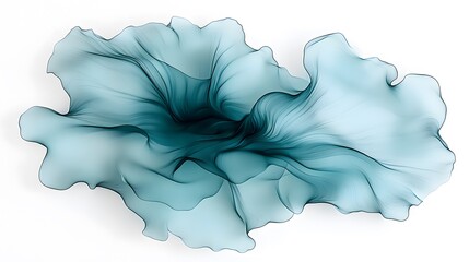 Abstract Teal Flowing Fabric Flower Design