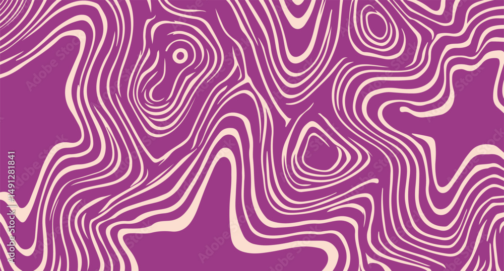 Poster abstract vector illustration with bold wavy lines forming hypnotic, organic shapes in a retro modern